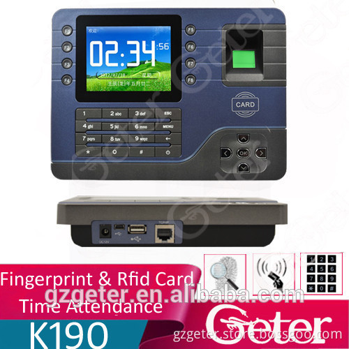 English Spanish Arabic Timed sleep biometric fingerprint time attendance built in EM card time attendance time recording K190